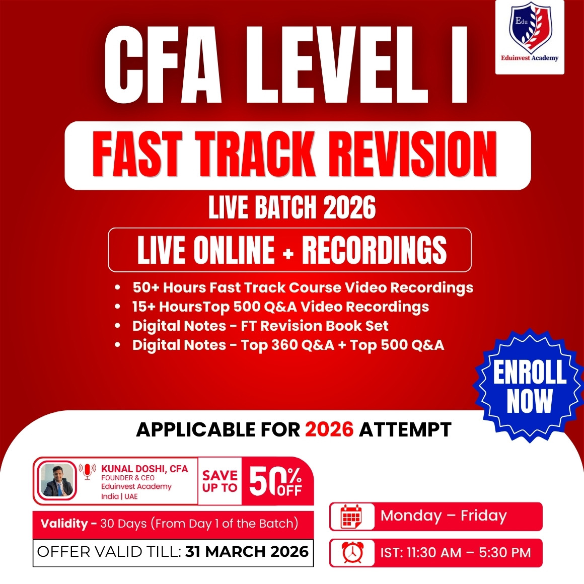 CFA Level 1 Fast Track Live